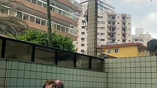 Hard cock rubs her in pool
