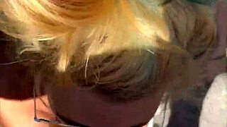 Blonde cheater sneaks public daytime cock suck messy facial risk