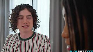 bet this big titted teen drops books for deepthroat cock break