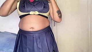 curvy ebony varesa preps her huge ass for genshin cosplay con