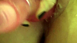 stockinged milf fingers clit during anal dildo double penetration solo