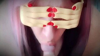 She can't get enough of licking and teasing my dripping pre-cum off the tip