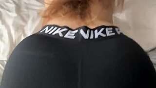 Juicy big ass in tight nike leggings bent over for creampie pov closeup