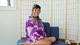 😍 midori black's curvy ebony body shakes with clenching orgasms from her shaved pussy toys!