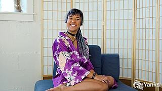 😍 midori black's curvy ebony body shakes with clenching orgasms from her shaved pussy toys!