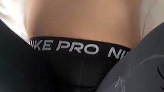 Juicy big ass in tight nike leggings bent over for creampie pov closeup