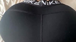 Juicy big ass in tight nike leggings bent over for creampie pov closeup
