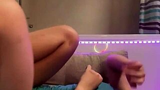sexy student sneaks to bathroom fingering her big natural tits till orgasm hits hard
