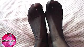 that teen in stockings fingers her pussy to shaking orgasm