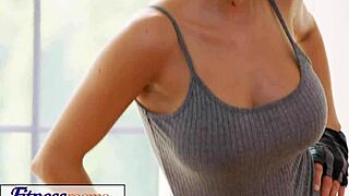 Barbara Bieber bends for athletic yoga workout sex after gym class