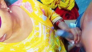 Indian bhabhi's tight pussy throbs spooned hard with hindi moans