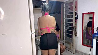 i can't believe the nosy neighbor came for sugar but begged me to fuck and suck her tight pussy since hubby ignores her