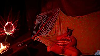 chubby amateur fingers wet pussy moaning in tent hammock