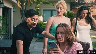 insecure stepmom and bestie milfs team up to fuck their stepsons hard
