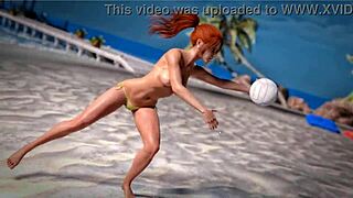 Petite Redhead Piercing Teases Topless Beach Ball Play With Thug