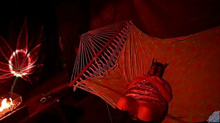 chubby amateur fingers wet pussy moaning in tent hammock