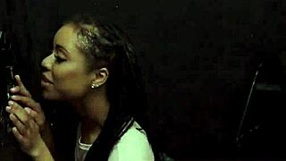 A black teen eagerly services massive cocks at the gloryhole in this interracial compilation