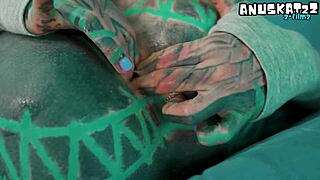 skinny tattooed slut toys tight asshole wide open 😈🍑