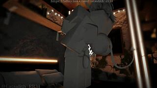 Horny demon girl bent for monster deepthroat creampie