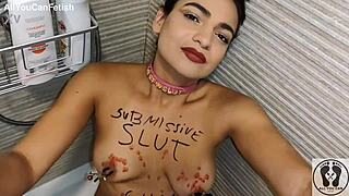 ana spears begs for bdsm golden shower humiliation on her body