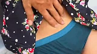Hot Indian babe spreads tight pussy for outdoor devar pounding
