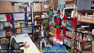 redhead thief gets hardcore fucked ass blowjob with spanish subtitles