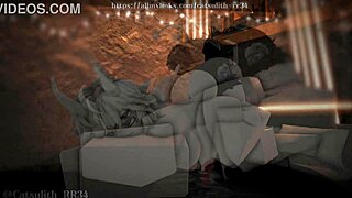 Horny demon girl bent for monster deepthroat creampie