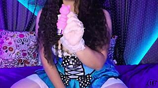 Mexican teen Alicia's wonderland vibrator unboxing Halloween squirting special