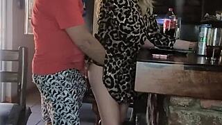 blonde bends over dress up heels for rough doggystyle pounding cum blasts her huge fat ass
