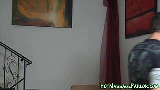 massaging this tattooed hottie leads to massive jizz explosion on her small tits