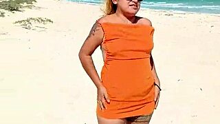 papi check out this puta mexicana flashing her tanga and tetas on public beach