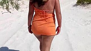papi check out this puta mexicana flashing her tanga and tetas on public beach