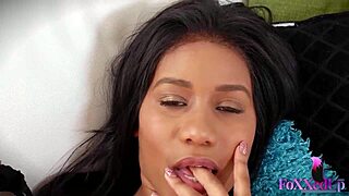 jenna foxx fingers her big pussy lips and clit in steamy solo play 😏 then savors taste