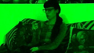 beth kinky goth teen mistress smokes seductively in green hd glow