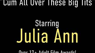 julia ann milf queen sucks cock hard then takes huge cumshot on tits