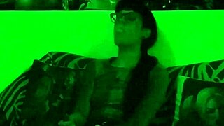 beth kinky goth teen mistress smokes seductively in green hd glow