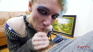 petite exotic coed raven rubs twat sucks cock swallows jizz