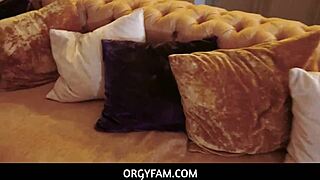 hot stepsisters take turns sucking and riding stepbrothers throbbing cocks in wild orgy