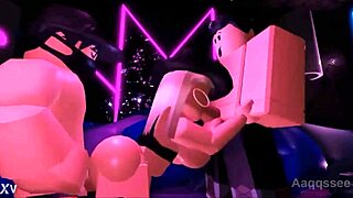 Roblox sluts take massive cocks in wild threesome pounding