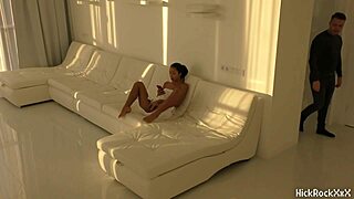 black asian teen bounces tight wet pussy on thick red cock
