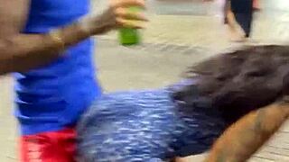 amateur blonde latina nerd caught fucking raw on street cam 