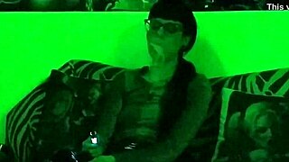 beth kinky goth teen mistress smokes seductively in green hd glow