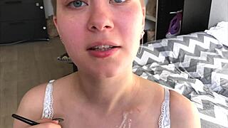 wow i caught like 40 massive cumshots from my cute girlfriend in the dorm