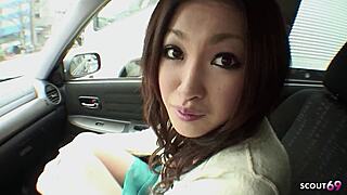 stranger picks up skinny japanese teen sucks cum in car