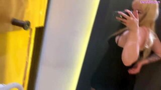 beautiful stepmom slips into sexy lingerie in changing room flashing big natural tits pierced nipples huge ass