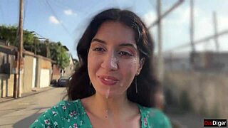 village whore walks public with triple cum facials dripping down