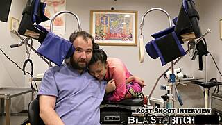 Doctor dominates petite Raya Nguyen backstage fingering pussy face fucking cock gloves pov