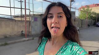 village whore walks public with triple cum facials dripping down