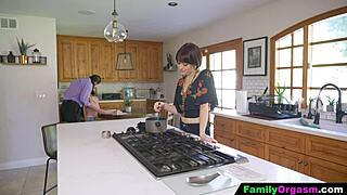 hey dad, fuck your stripper daughter while she cooks and rides your cock with wife watching