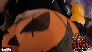bbc jack o'lantern halloween pounding agatha mama's big brazilian milf ass anal toys gaping pussy cum tits interracial